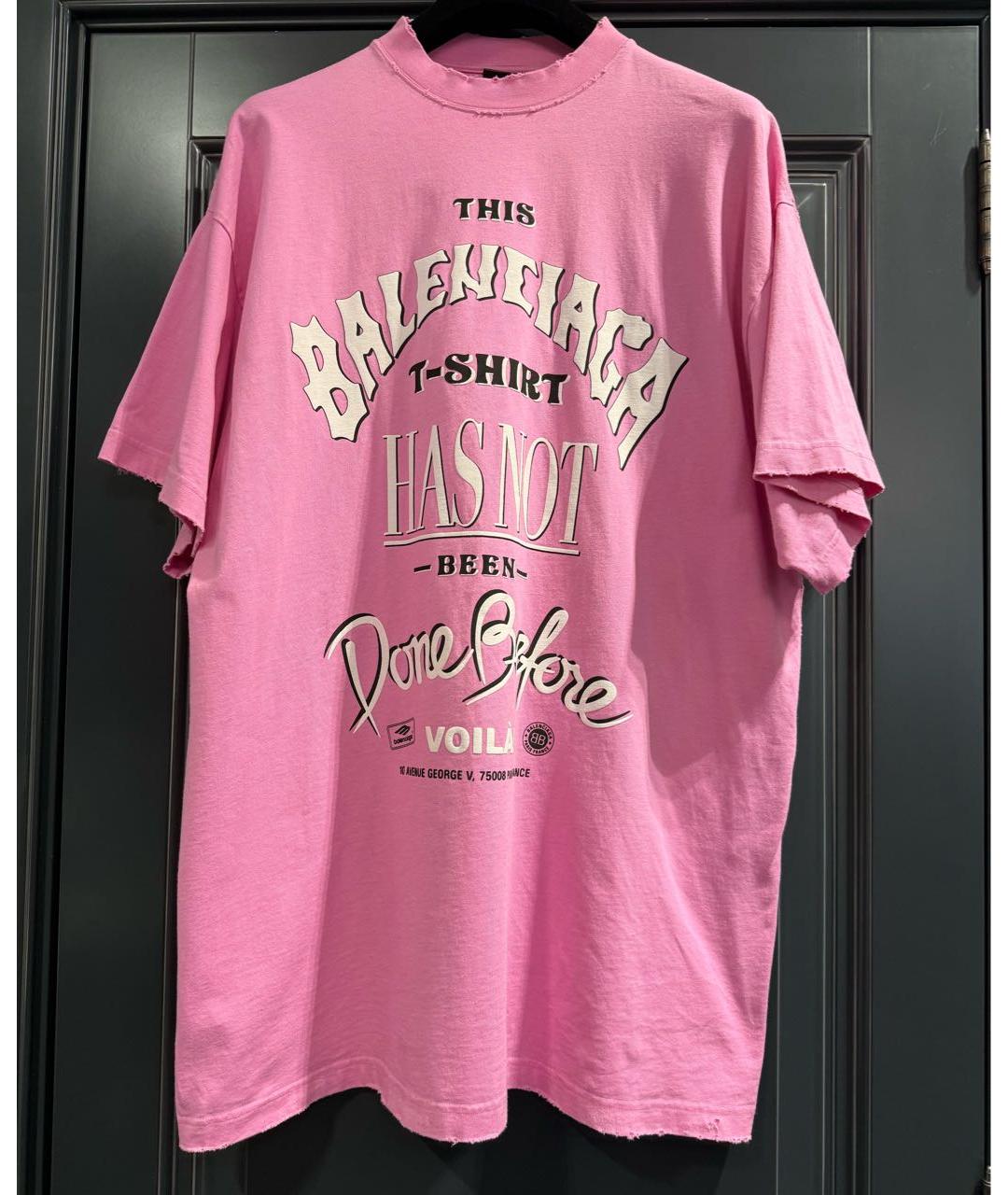 BALENCIAGA Розовая хлопковая футболка, фото 5