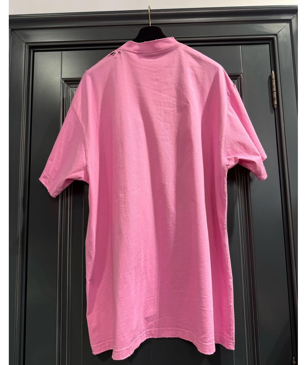 BALENCIAGA Розовая хлопковая футболка, фото 2