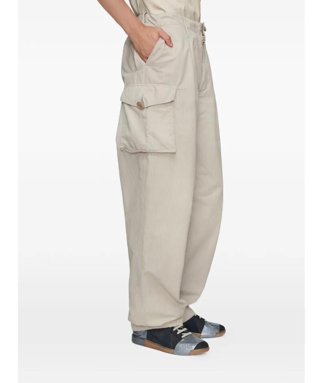 MAISON MARGIELA Бежевые хлопковые повседневные брюки, фото 4