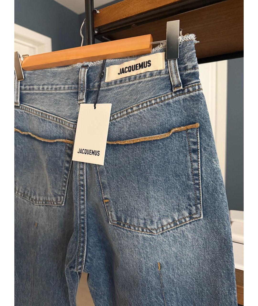 JACQUEMUS Голубые хлопковые прямые джинсы, фото 4