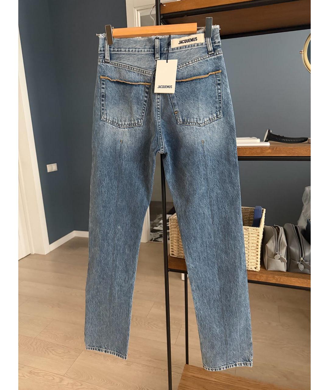 JACQUEMUS Голубые хлопковые прямые джинсы, фото 2