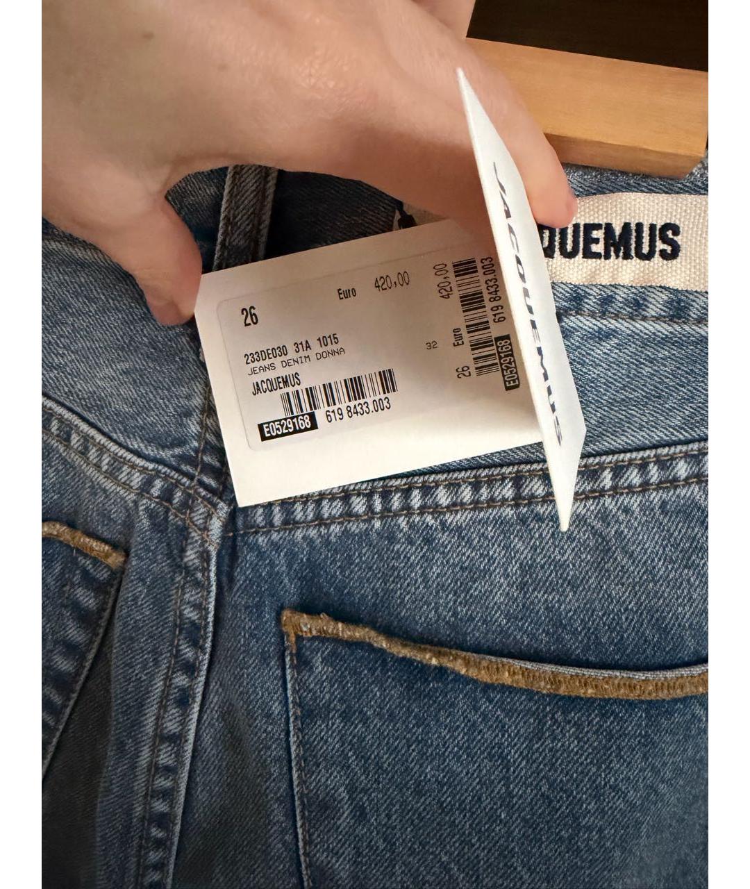JACQUEMUS Голубые хлопковые прямые джинсы, фото 6