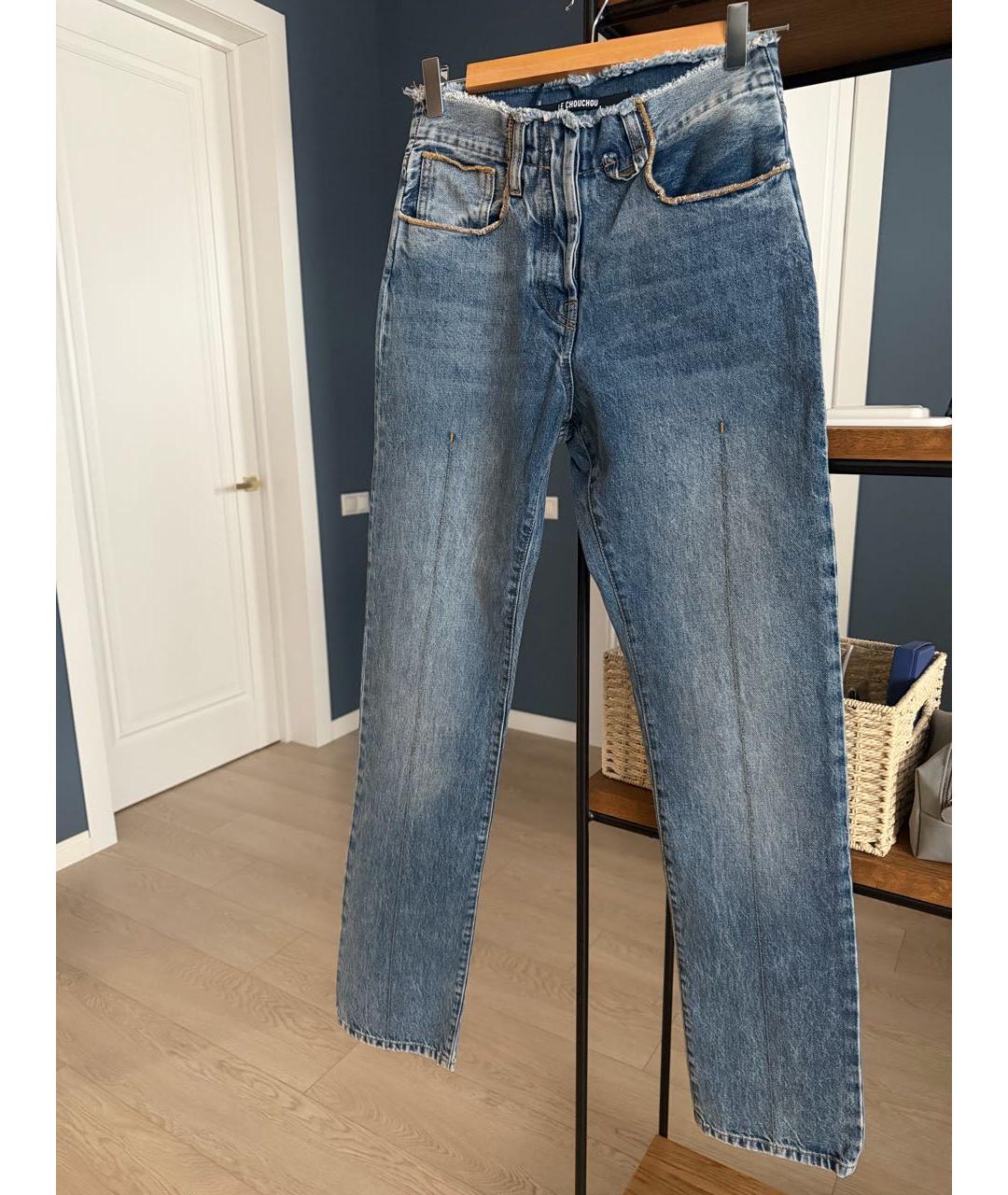 JACQUEMUS Голубые хлопковые прямые джинсы, фото 7