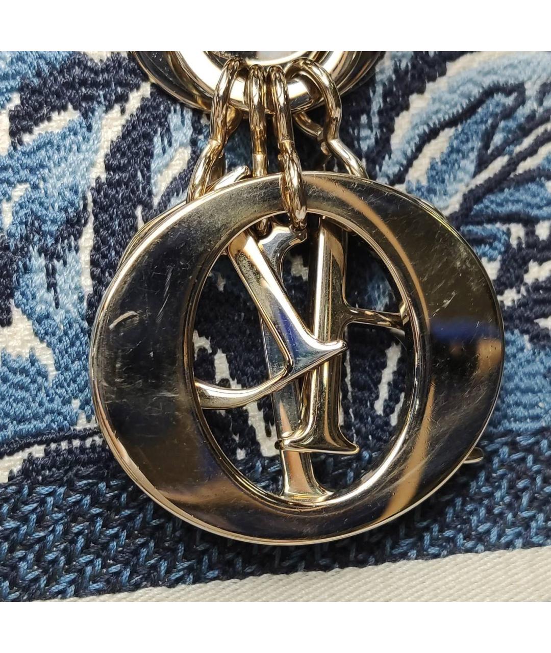 CHRISTIAN DIOR Темно-синяя жаккардовая сумка тоут, фото 2