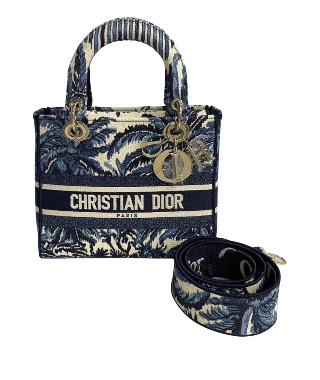 CHRISTIAN DIOR Темно-синяя жаккардовая сумка тоут, фото 1