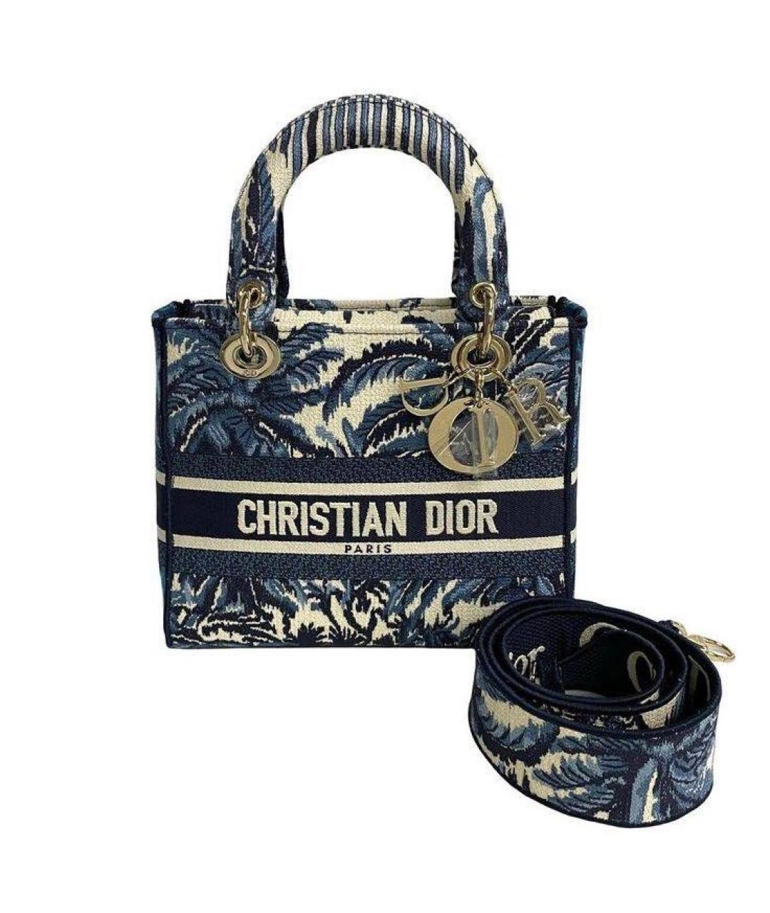 CHRISTIAN DIOR Темно-синяя жаккардовая сумка тоут, фото 6