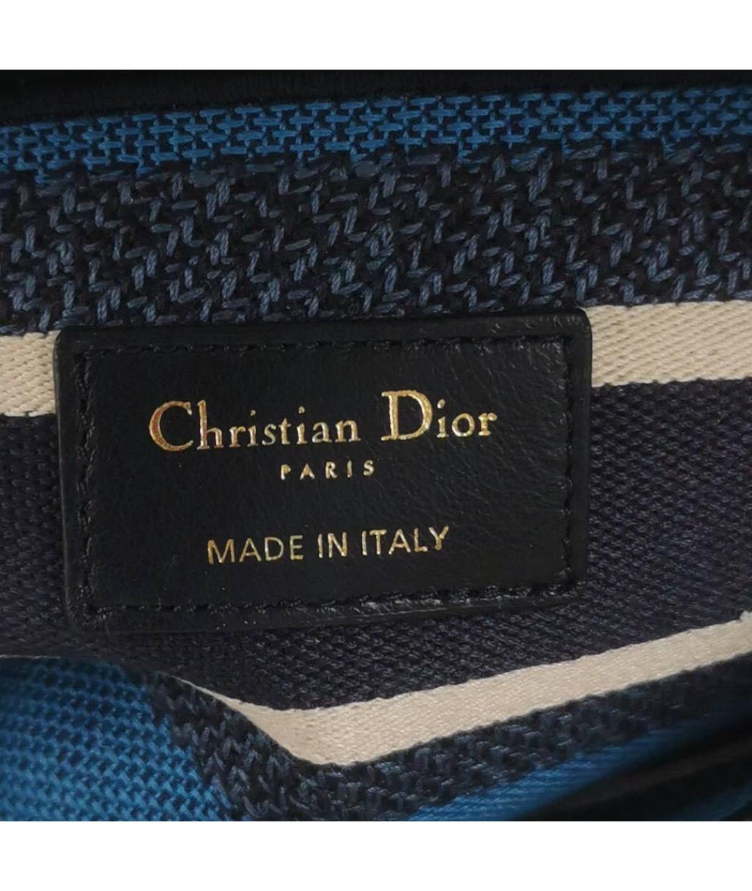 CHRISTIAN DIOR Темно-синяя жаккардовая сумка тоут, фото 3