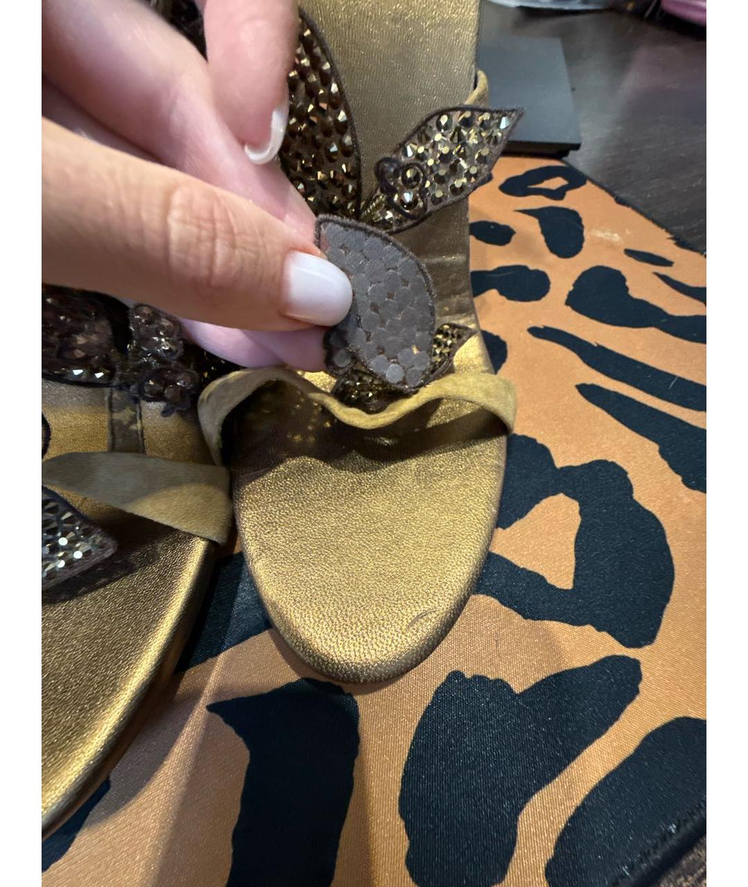 GIUSEPPE ZANOTTI DESIGN Золотые бархатные туфли, фото 6