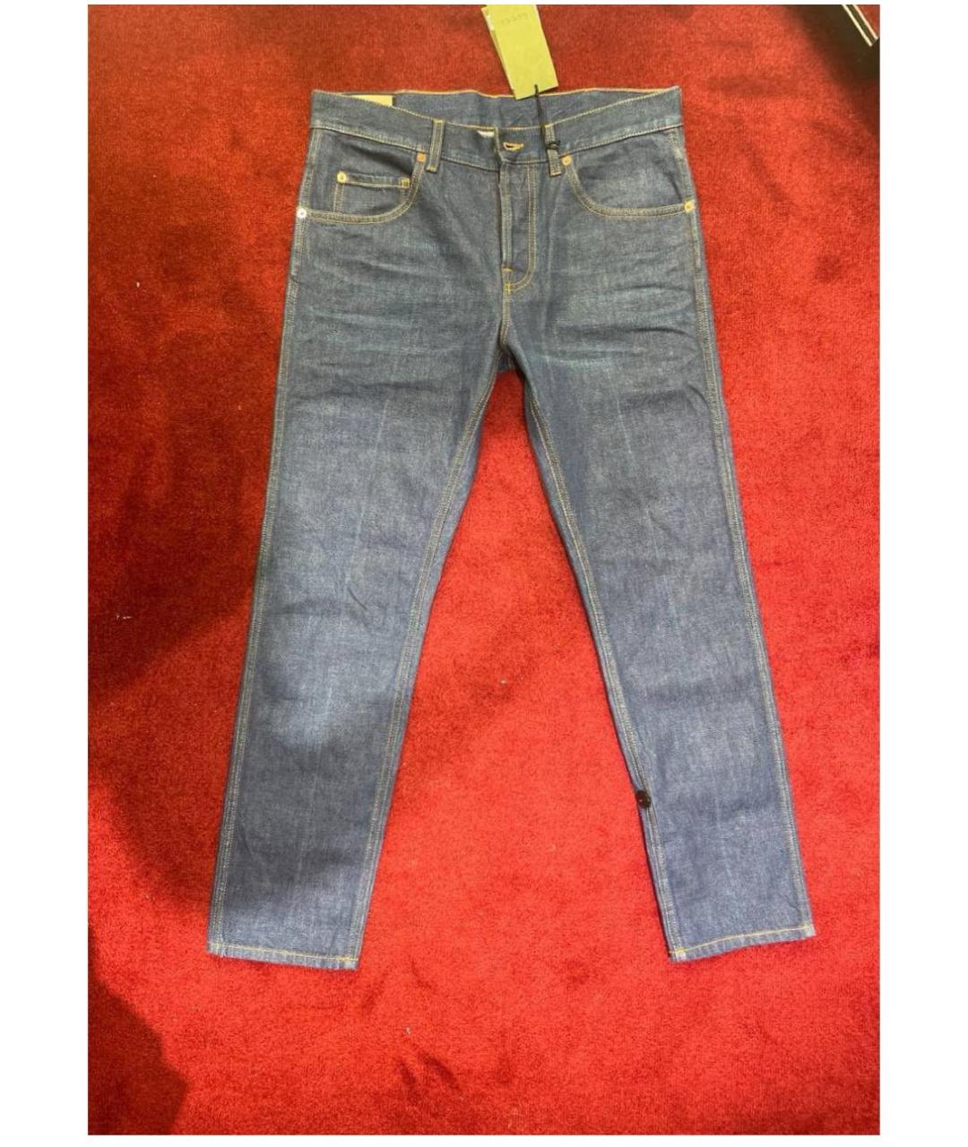 GUCCI Синие хлопковые прямые джинсы, фото 2