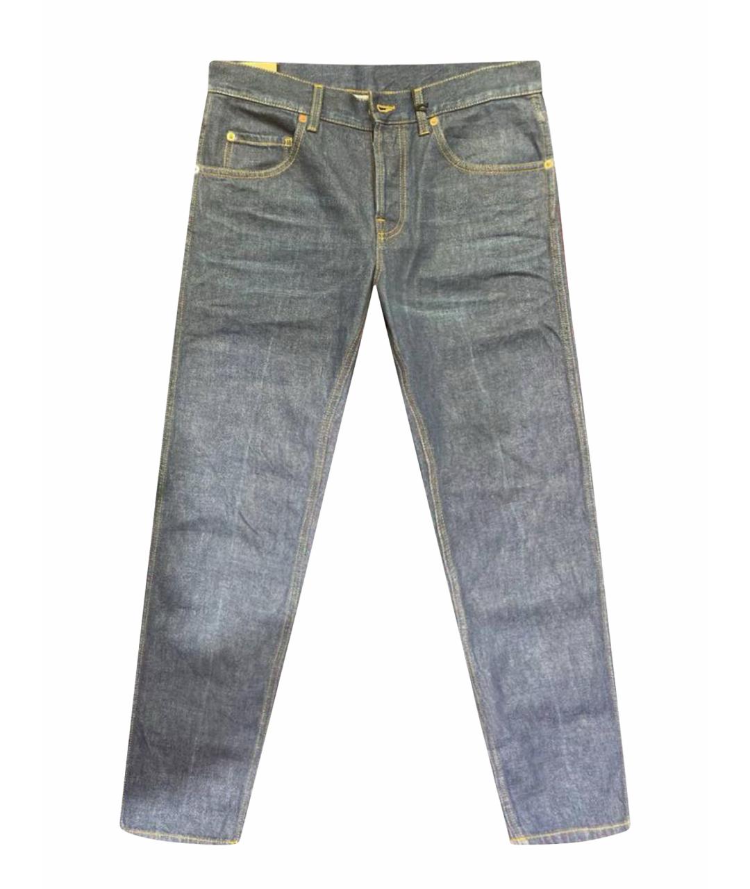 GUCCI Синие хлопковые прямые джинсы, фото 1