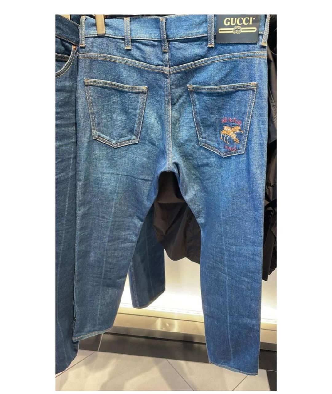 GUCCI Синие хлопковые прямые джинсы, фото 6