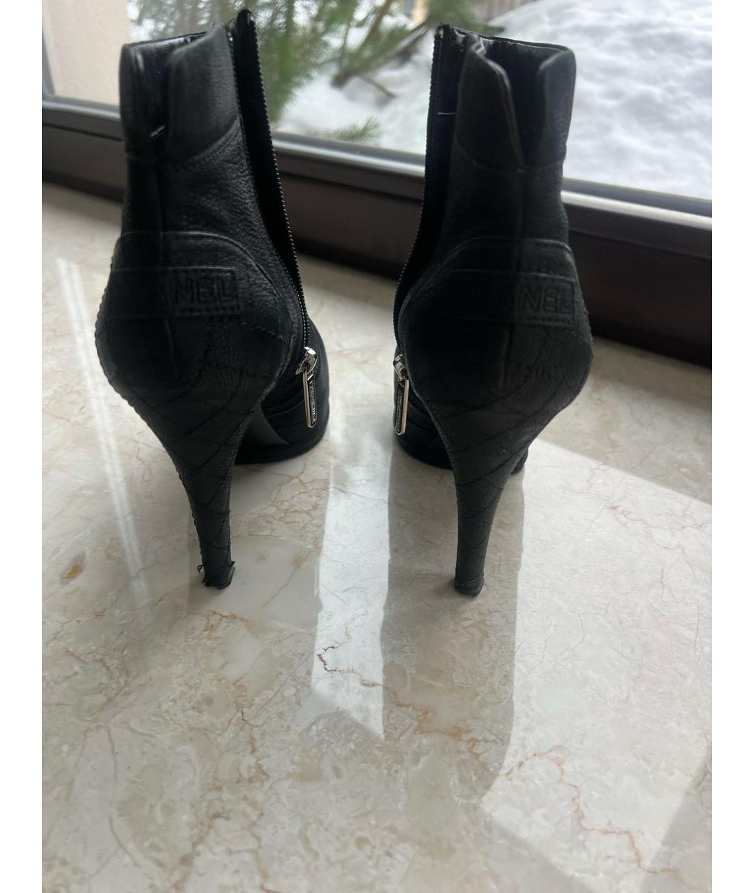 CHANEL Черные кожаные ботильоны, фото 4