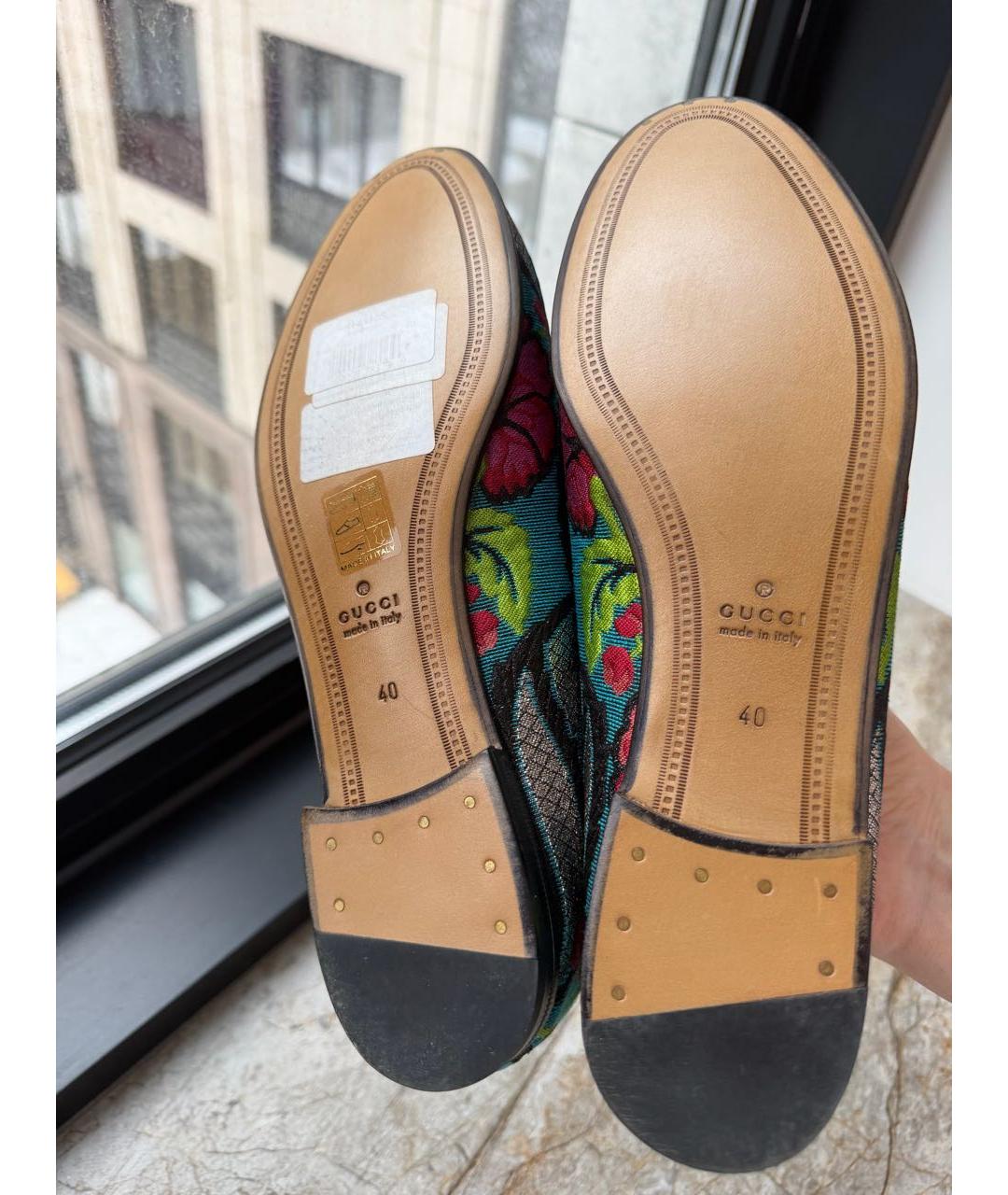 GUCCI Мульти текстильные лоферы, фото 5