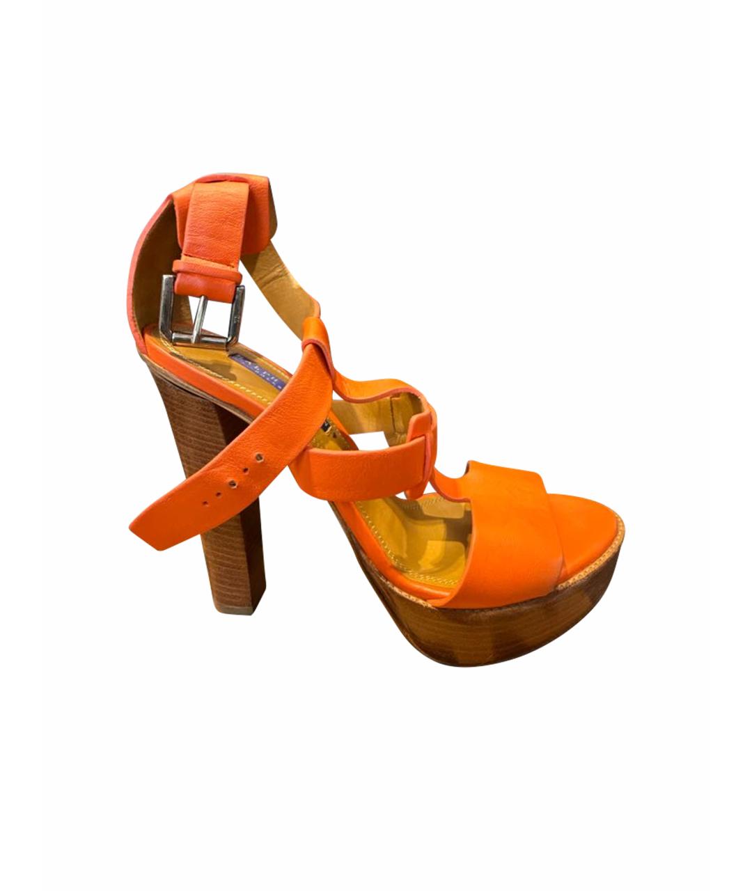 RALPH LAUREN Оранжевое кожаные босоножки, фото 1