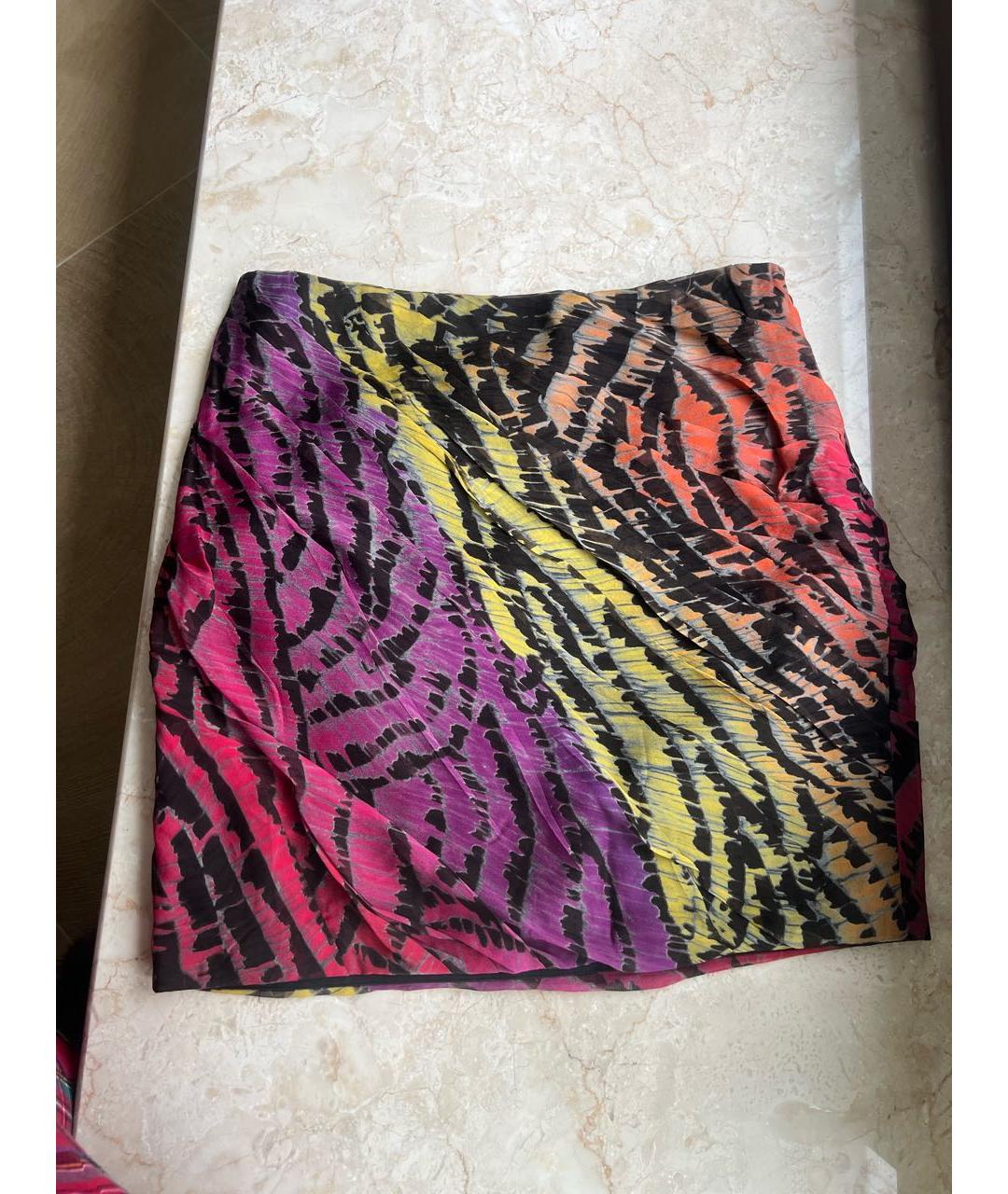 DIANE VON FURSTENBERG Мульти шелковая юбка мини, фото 2