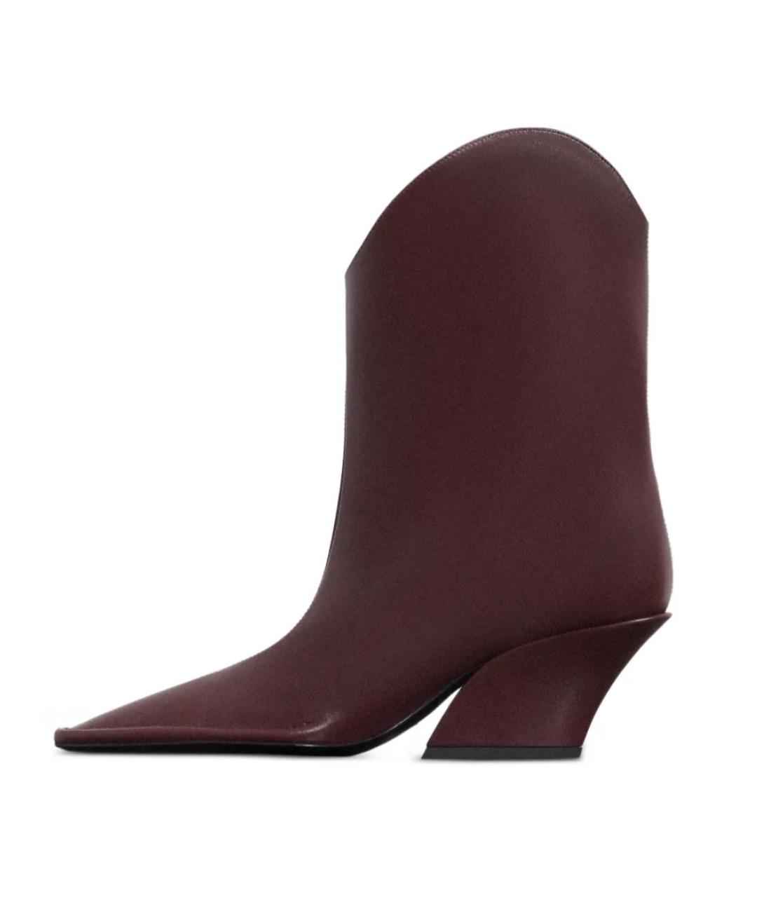 MUGLER Бордовые кожаные ботильоны, фото 4