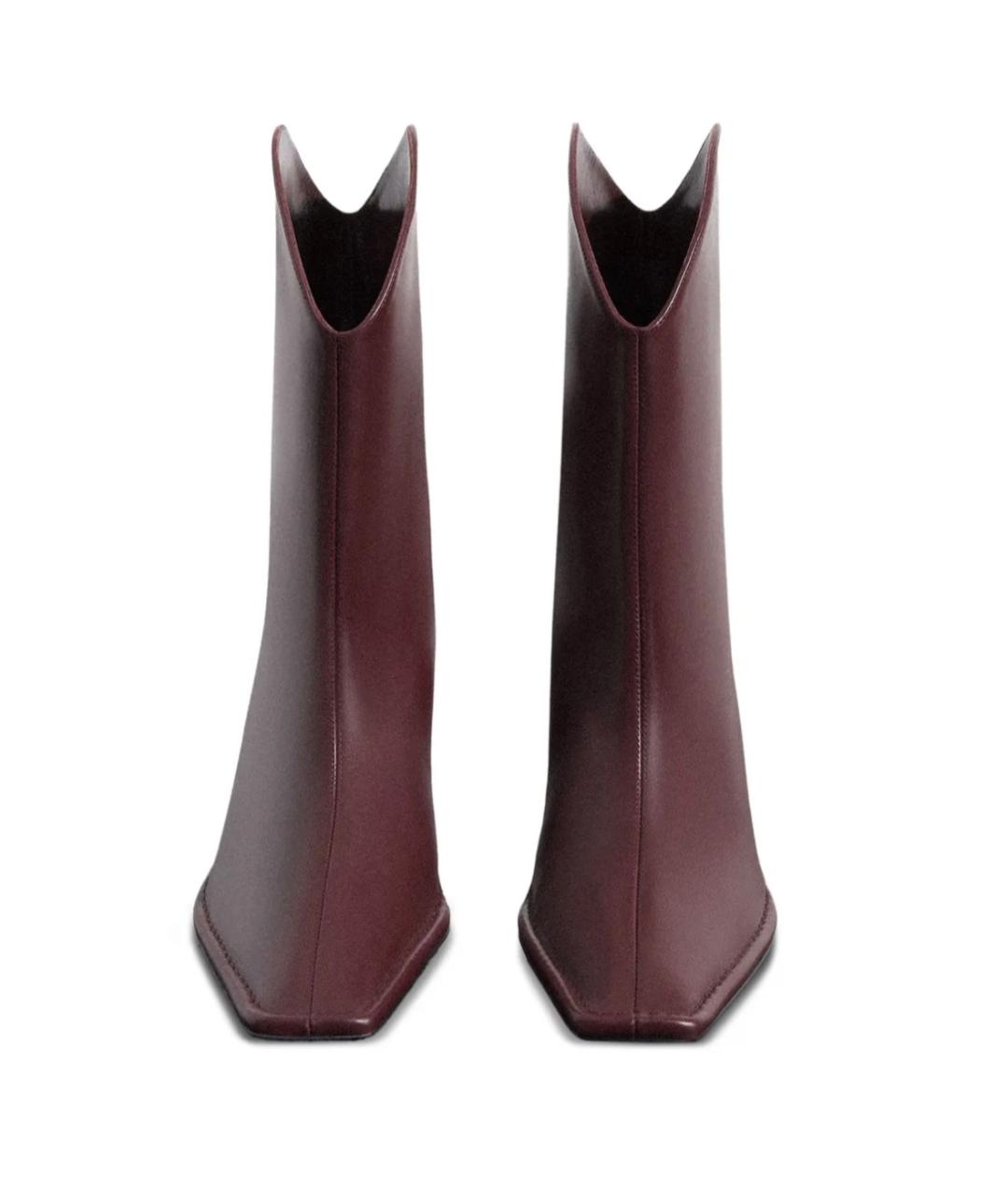 MUGLER Бордовые кожаные ботильоны, фото 3