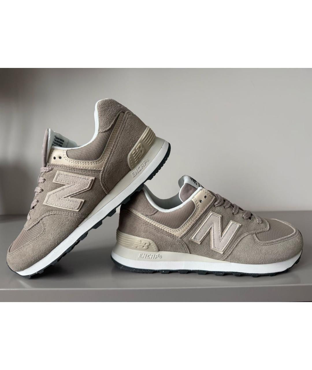 NEW BALANCE Бежевые замшевые кроссовки, фото 5