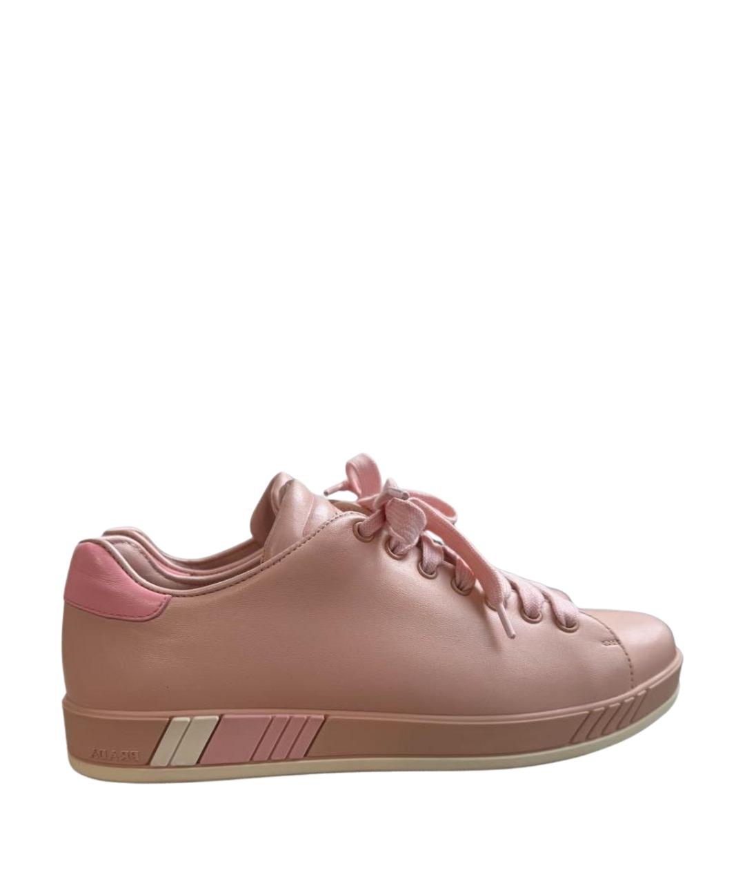 PRADA Розовые кожаные кроссовки, фото 1