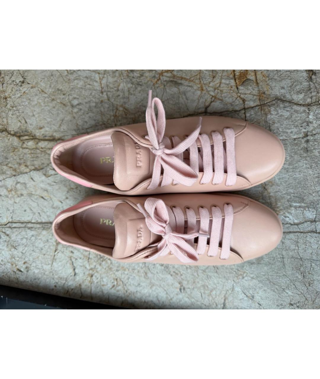 PRADA Розовые кожаные кроссовки, фото 3