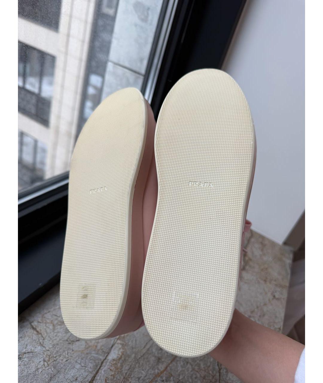 PRADA Розовые кожаные кроссовки, фото 5