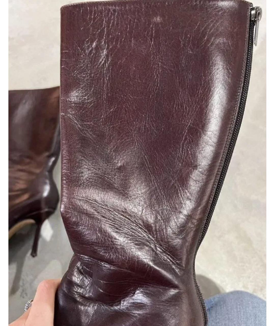 JIMMY CHOO Бордовые кожаные ботильоны, фото 5