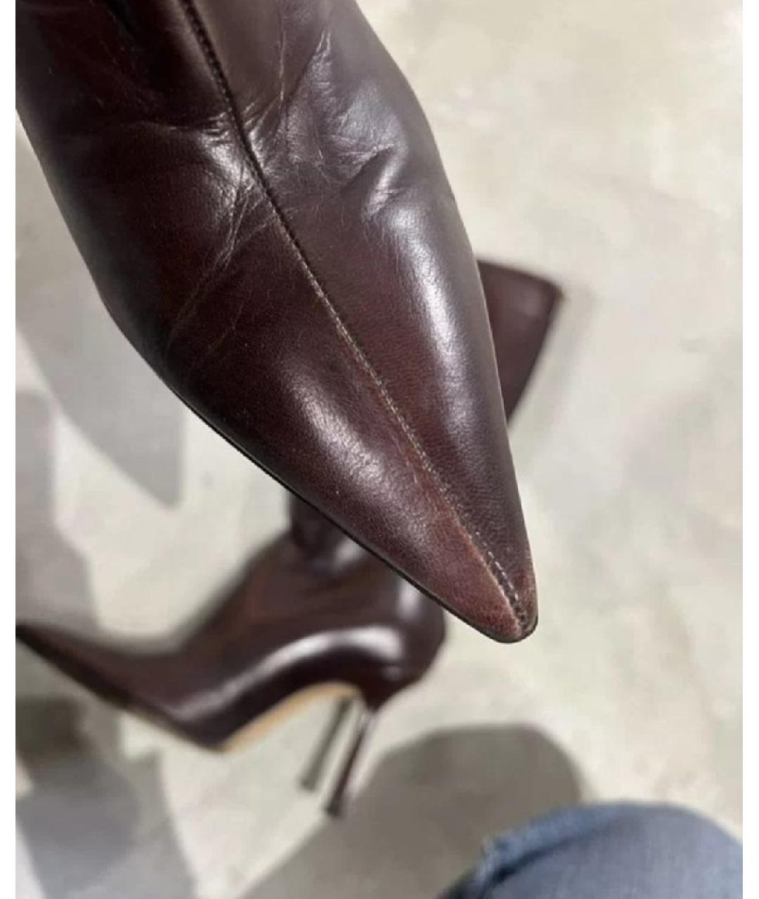 JIMMY CHOO Бордовые кожаные ботильоны, фото 3