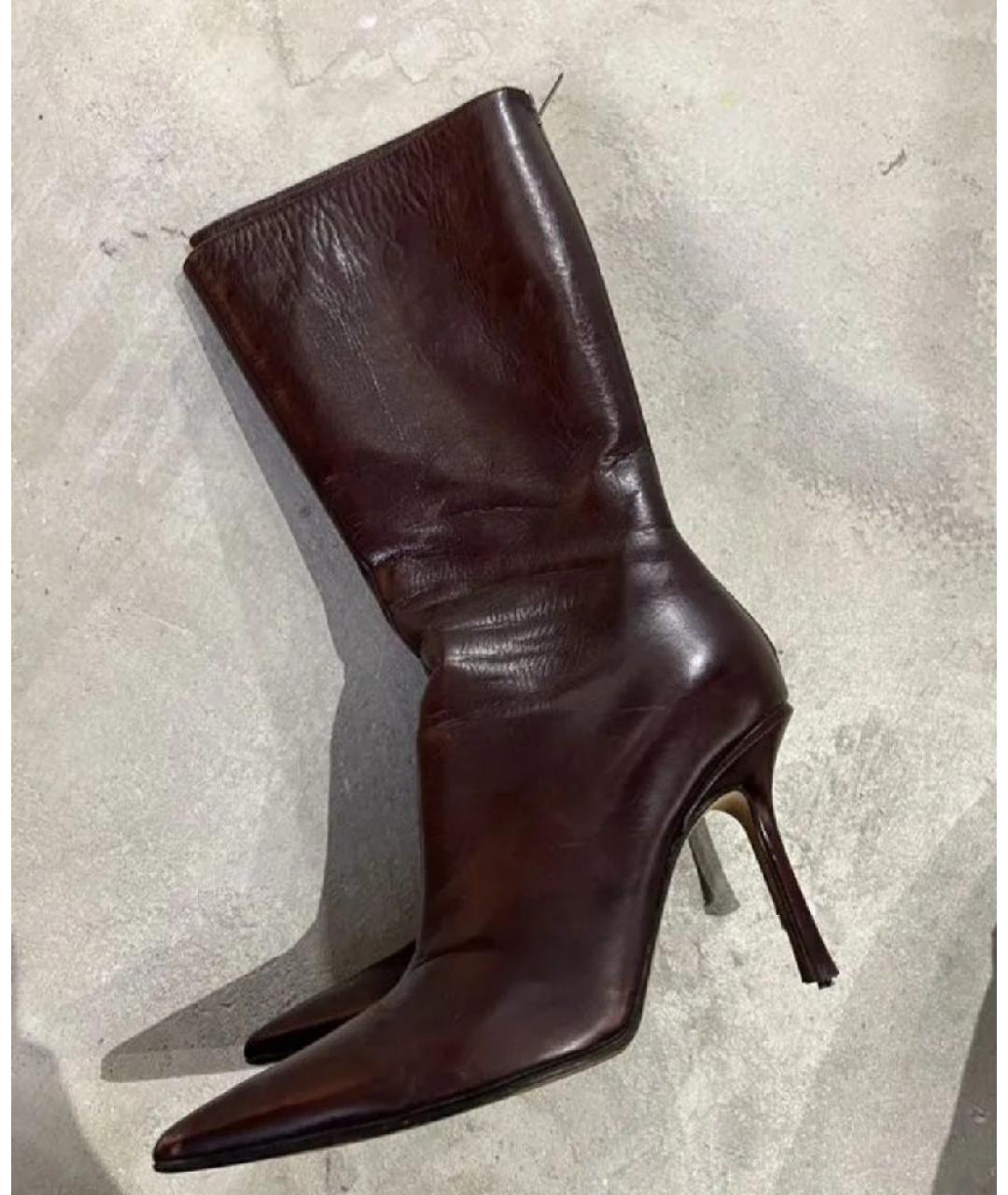 JIMMY CHOO Бордовые кожаные ботильоны, фото 8