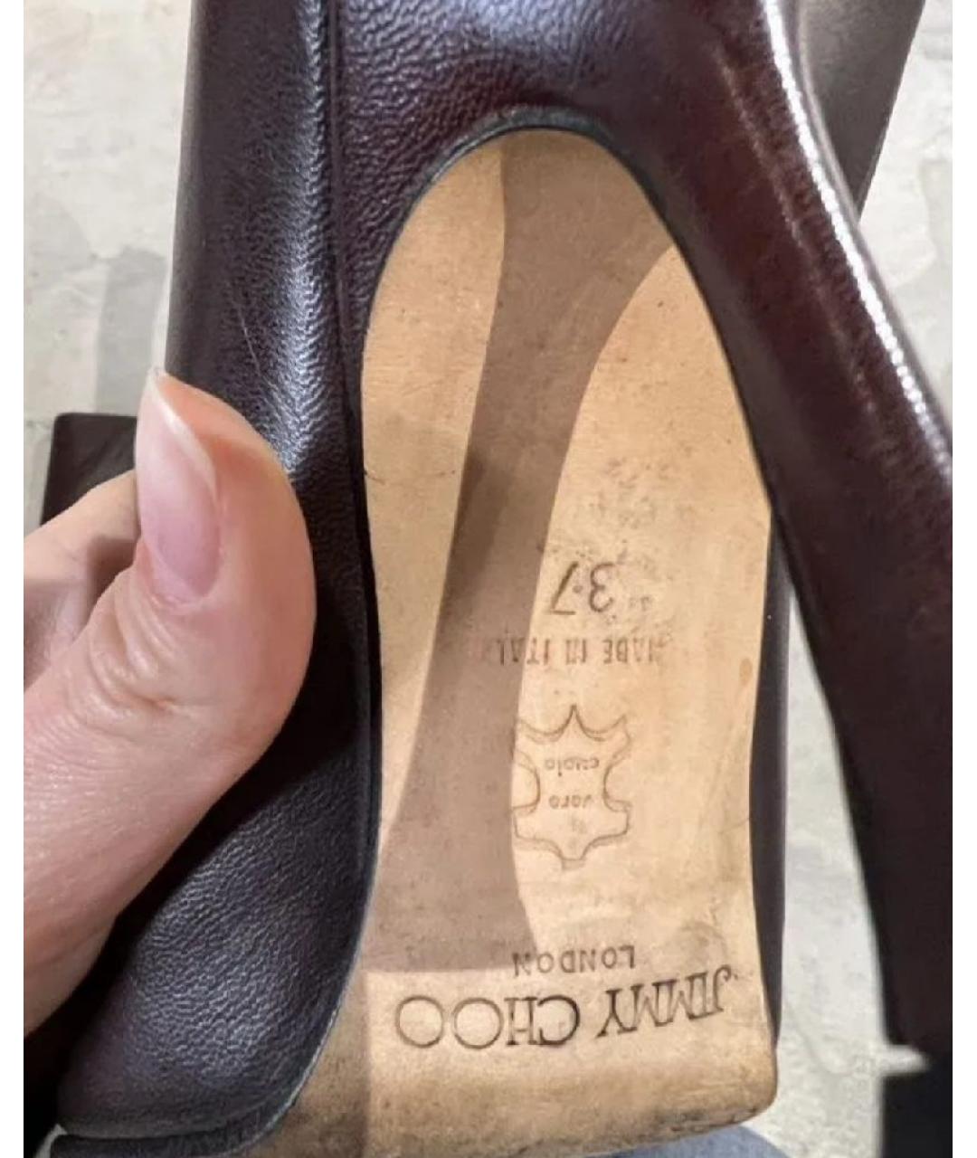 JIMMY CHOO Бордовые кожаные ботильоны, фото 7