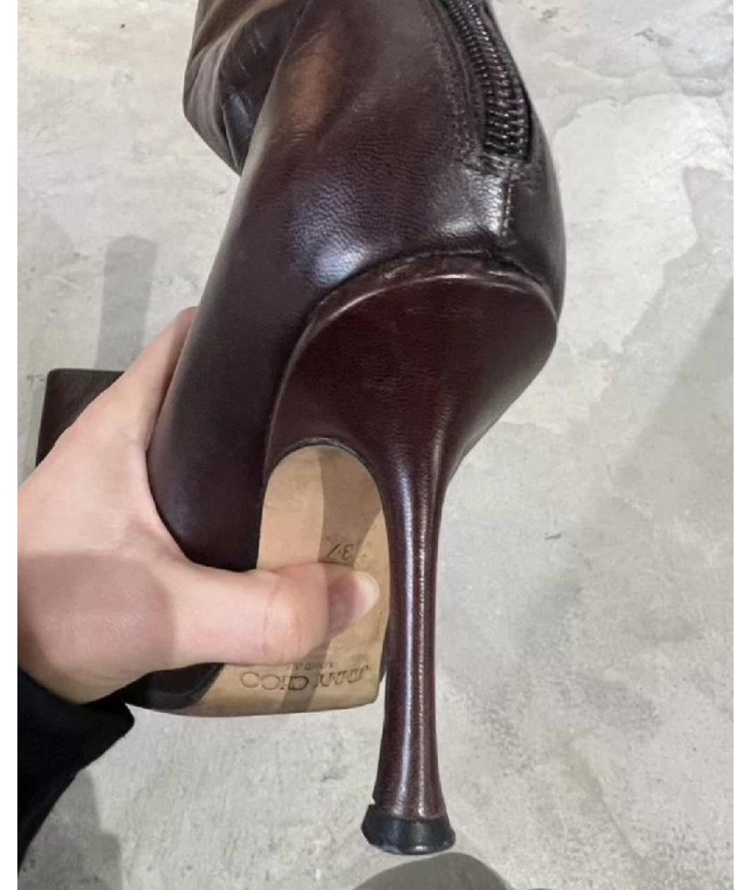 JIMMY CHOO Бордовые кожаные ботильоны, фото 4