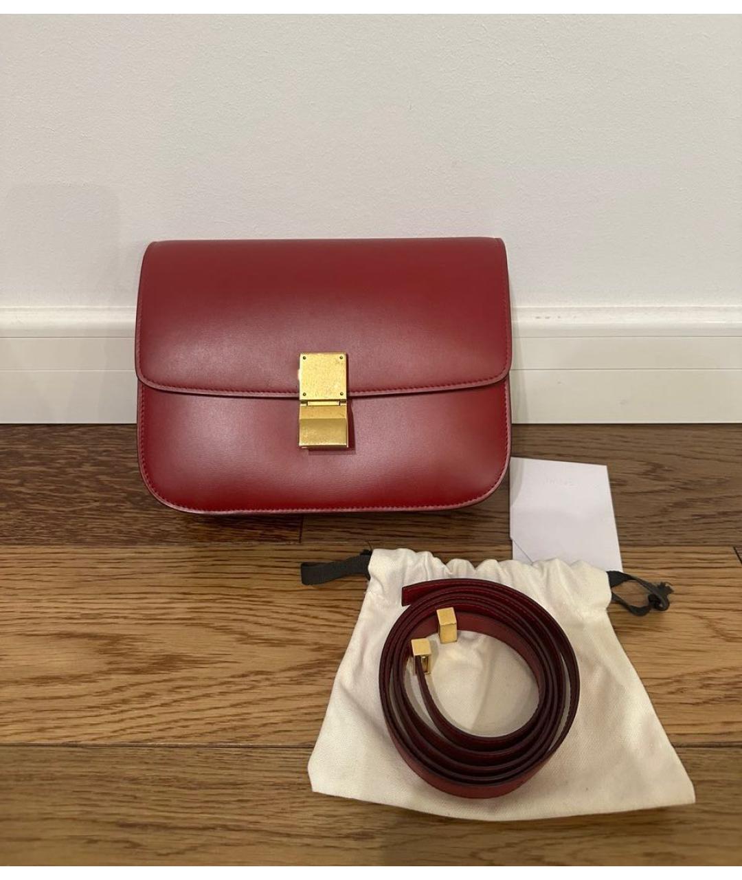 CELINE Красная кожаная сумка через плечо, фото 6