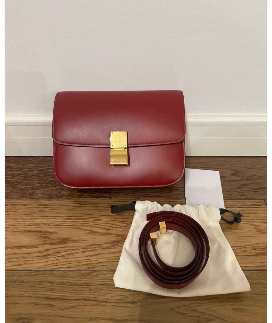 CELINE Красная кожаная сумка через плечо, фото 2