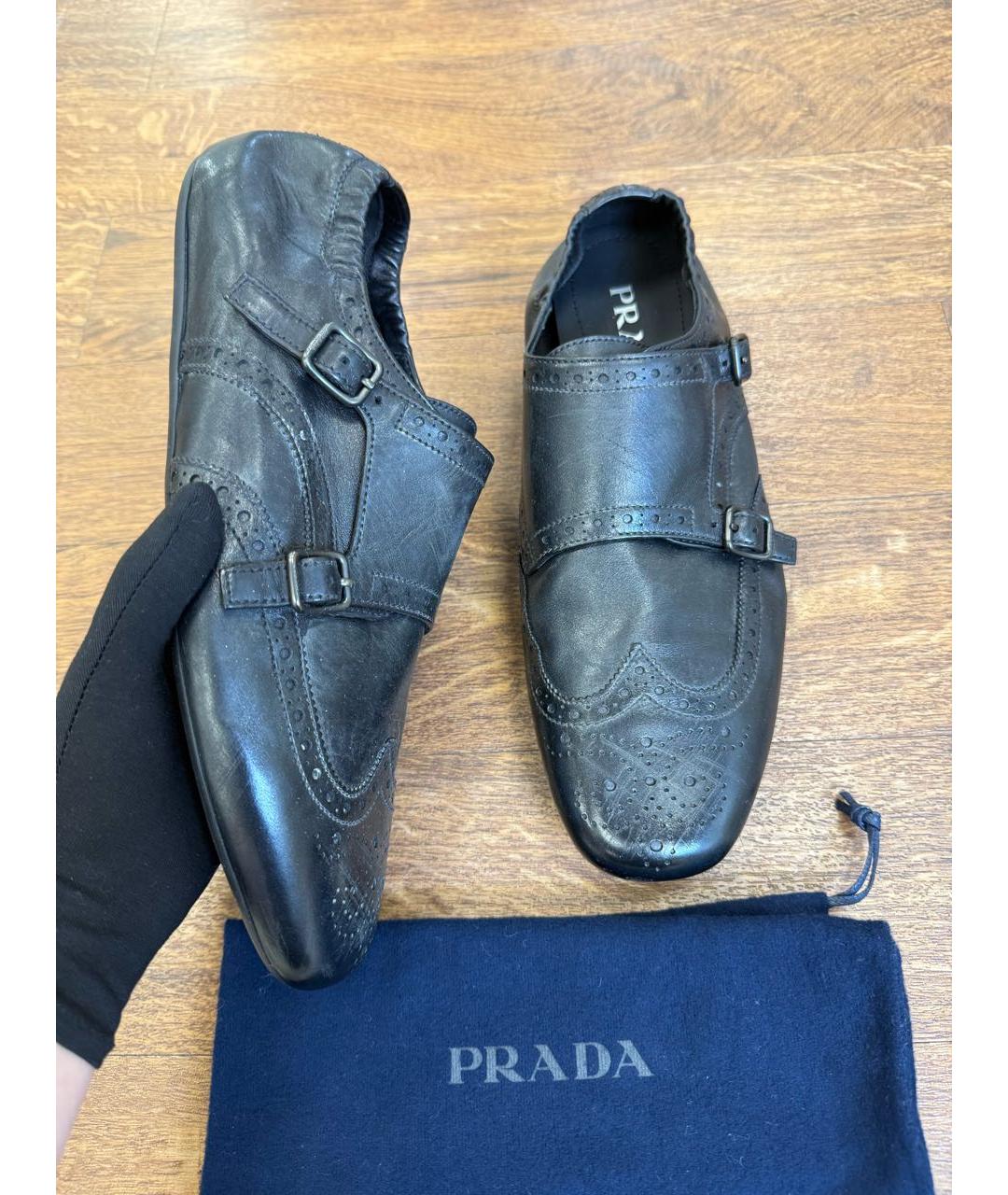 PRADA Черные кожаные лоферы, фото 5