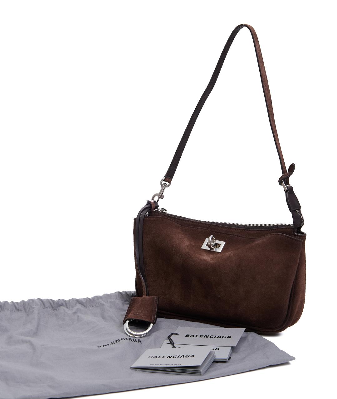 BALENCIAGA Коричневая замшевая сумка через плечо, фото 4