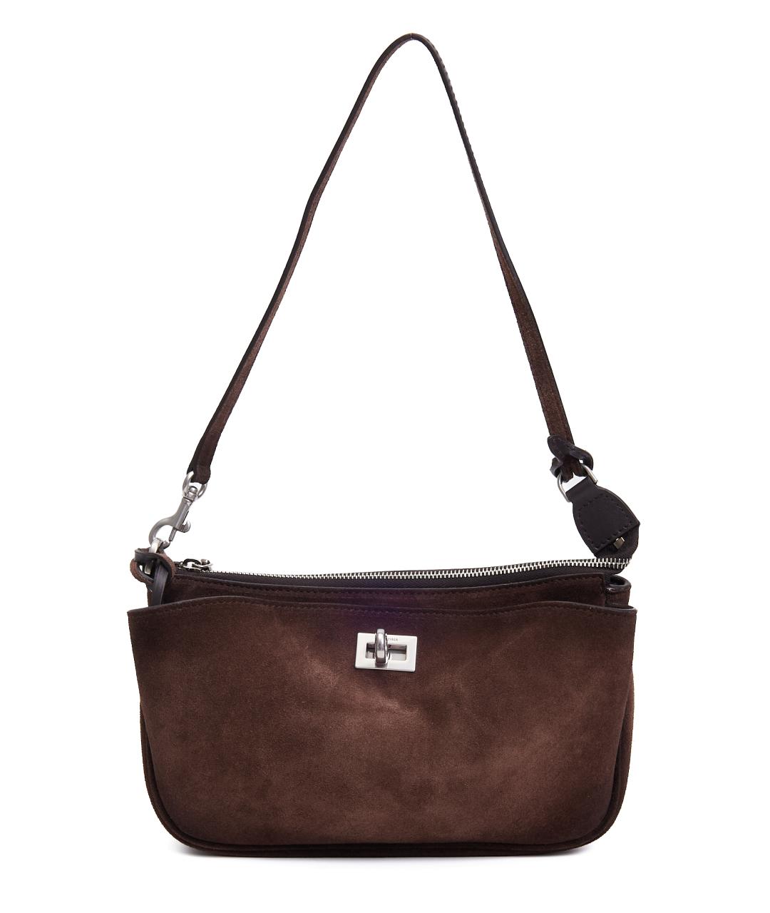 BALENCIAGA Коричневая замшевая сумка через плечо, фото 9