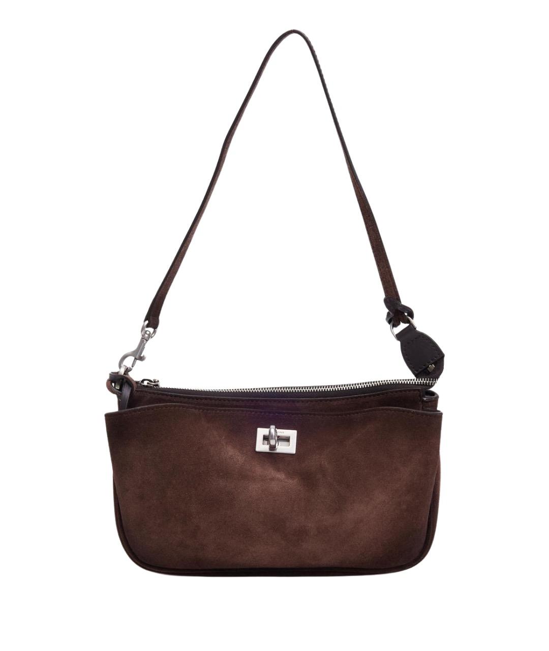 BALENCIAGA Коричневая замшевая сумка через плечо, фото 1