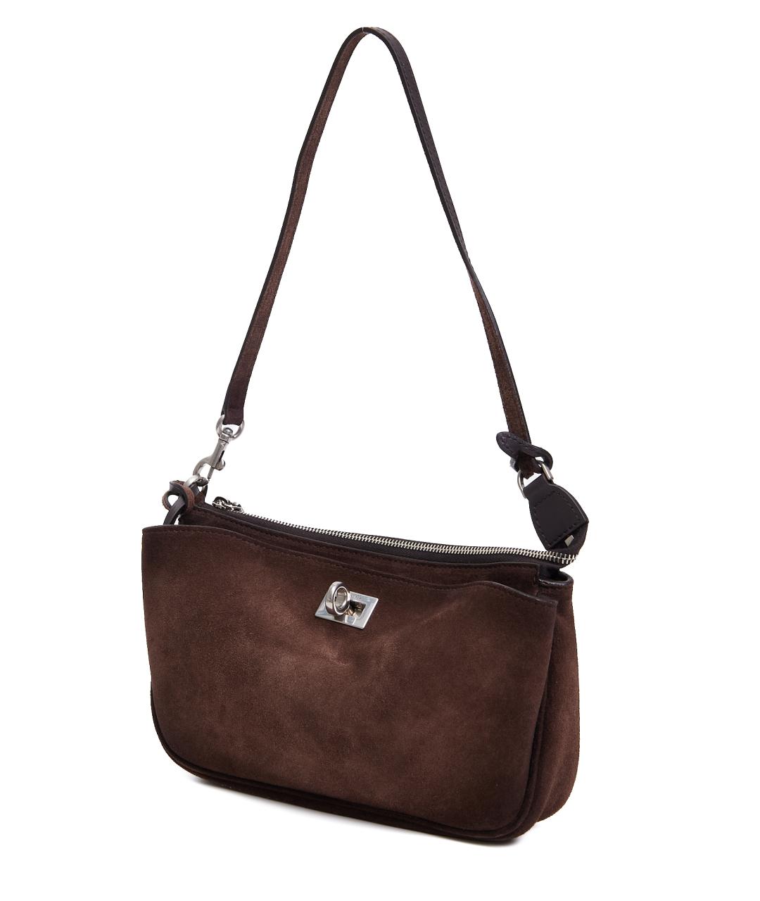 BALENCIAGA Коричневая замшевая сумка через плечо, фото 2