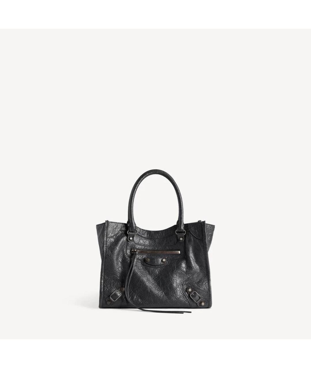 BALENCIAGA Черная кожаная сумка тоут, фото 6