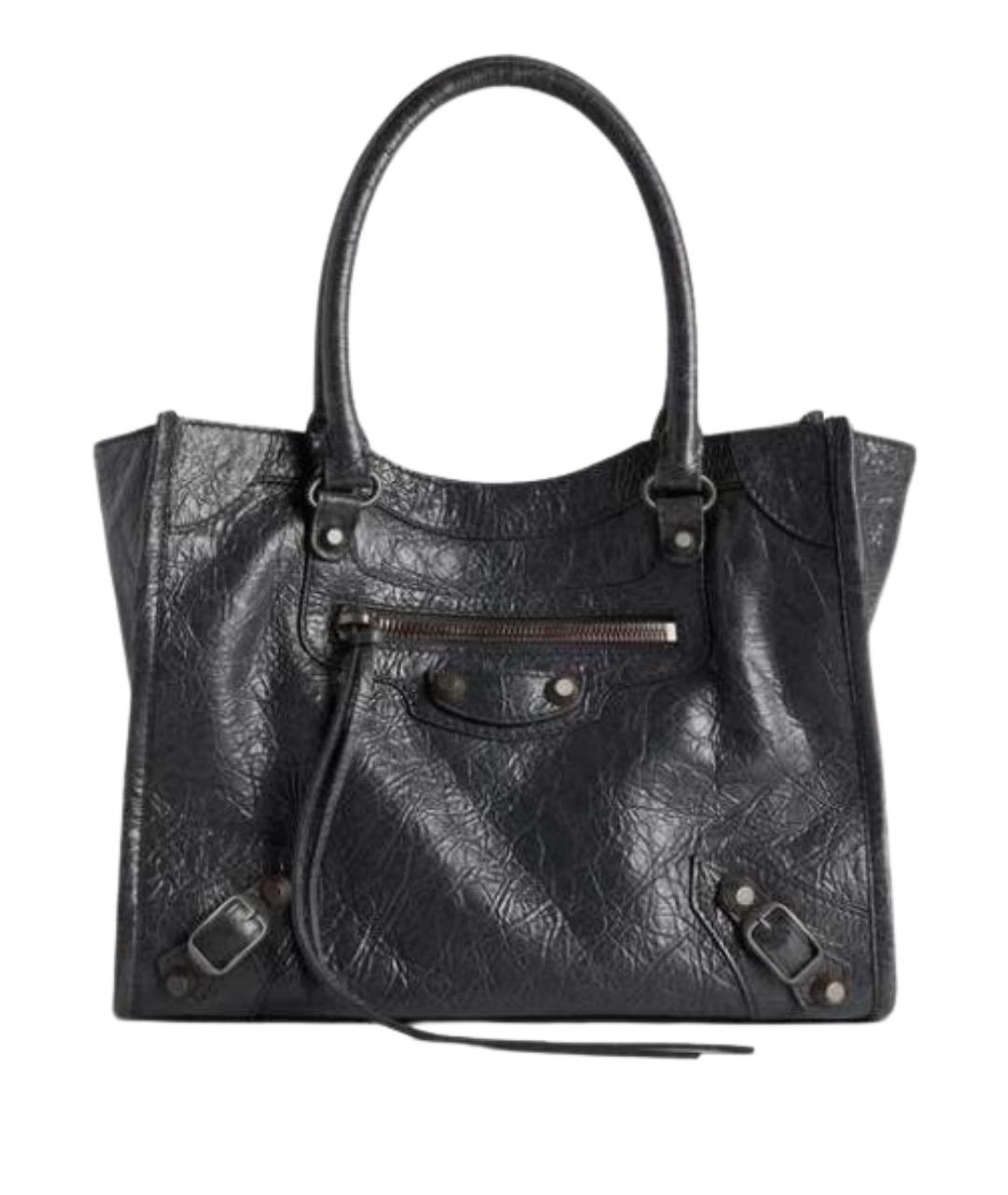 BALENCIAGA Черная кожаная сумка тоут, фото 1