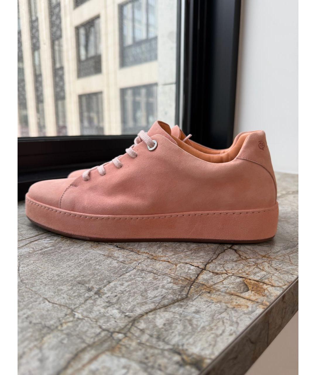 LORO PIANA Коралловые замшевые кроссовки, фото 7