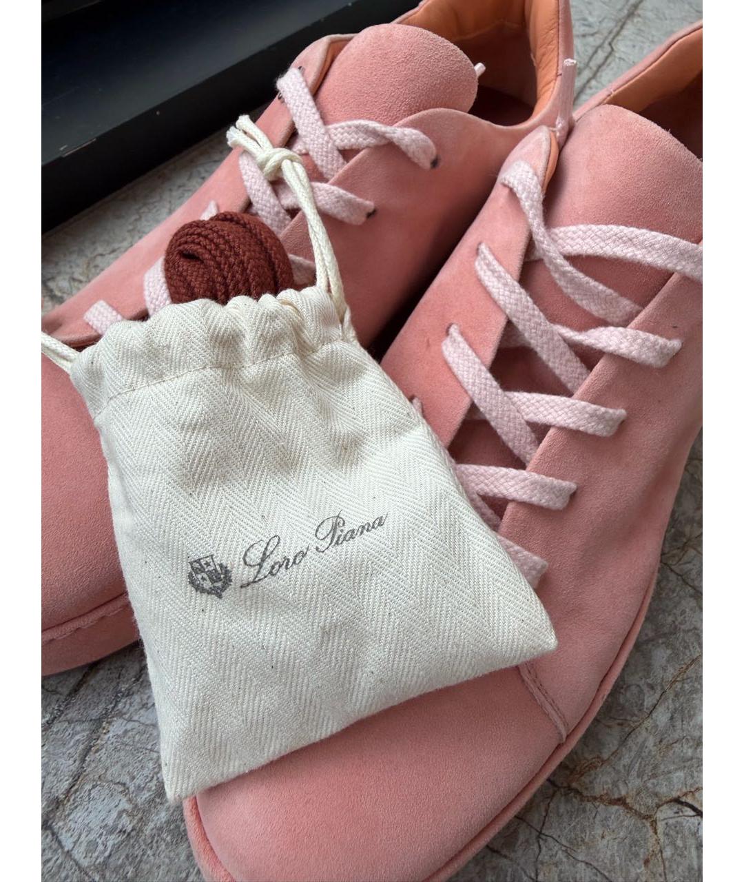 LORO PIANA Коралловые замшевые кроссовки, фото 6