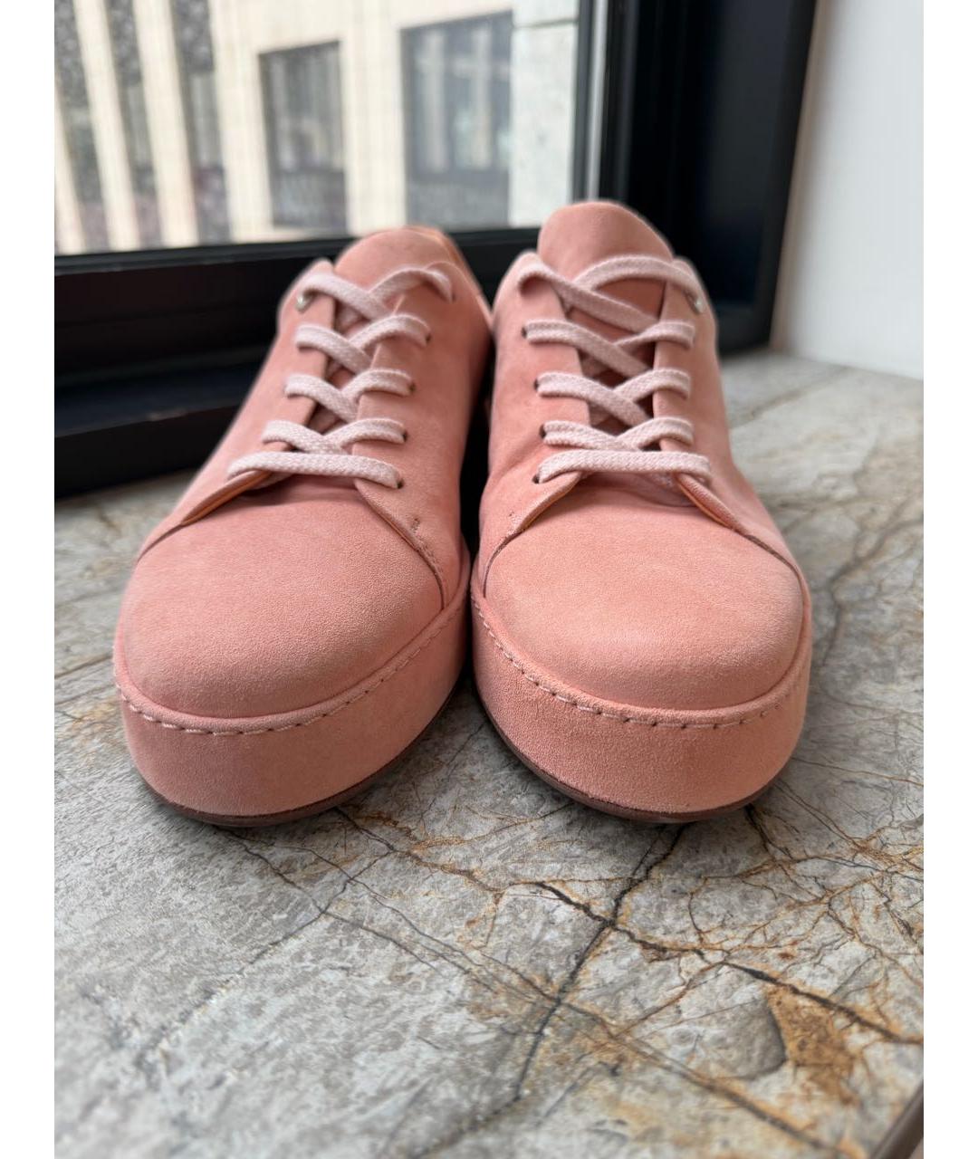 LORO PIANA Коралловые замшевые кроссовки, фото 2