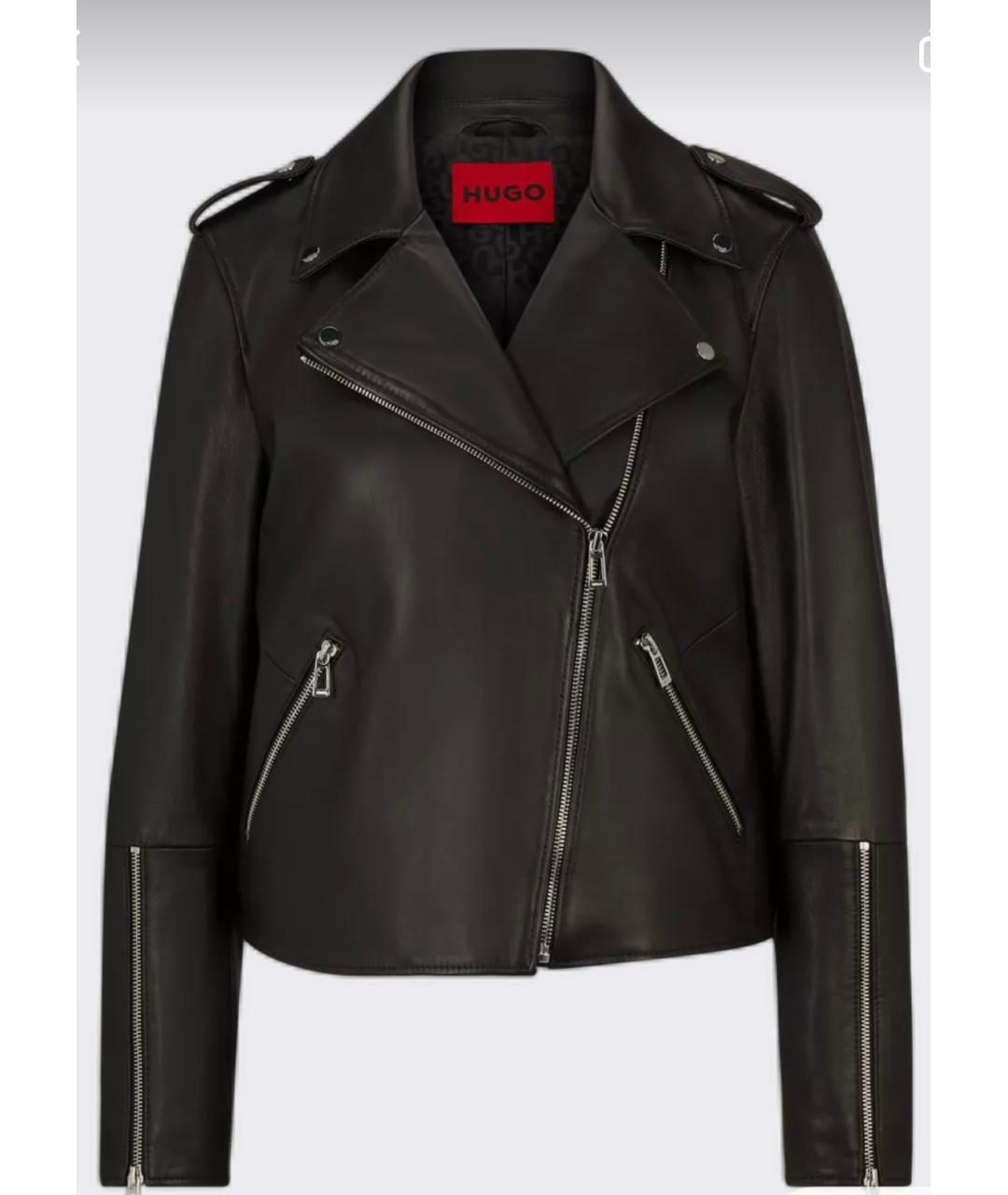 HUGO Черная кожаная куртка, фото 3