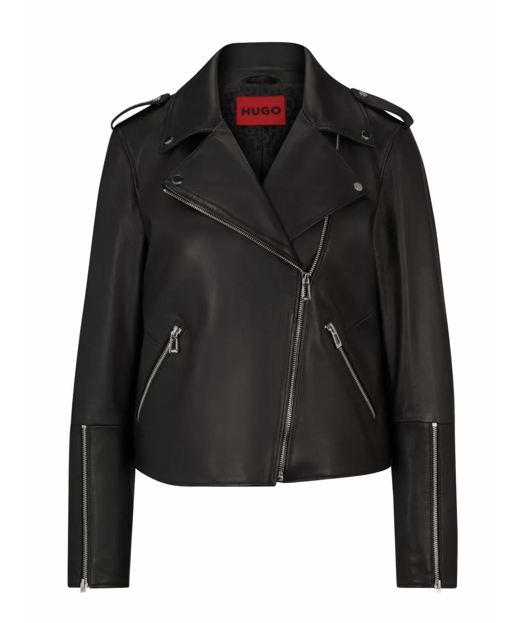 HUGO Черная кожаная куртка, фото 1