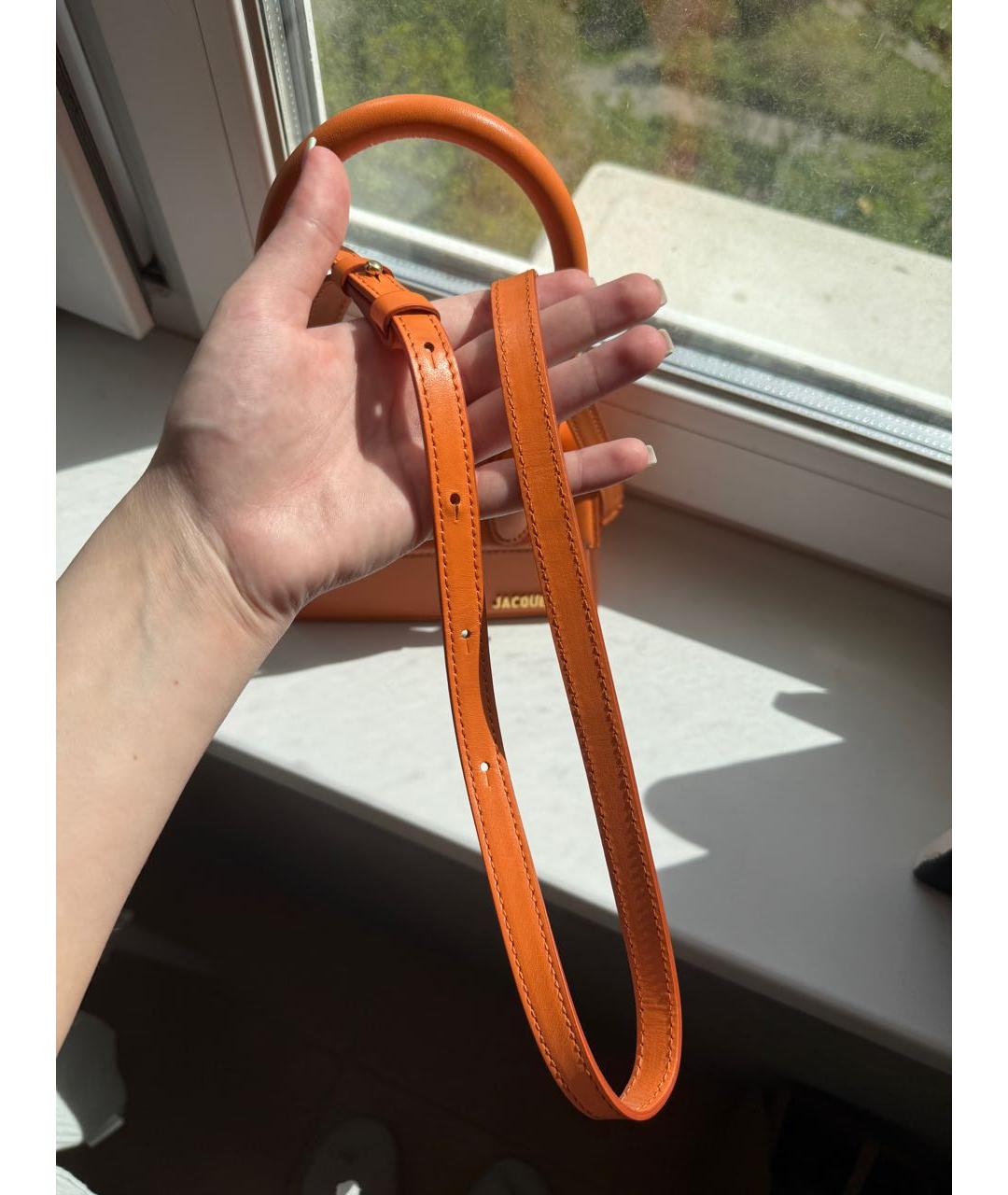 JACQUEMUS Оранжевая кожаная сумка через плечо, фото 8