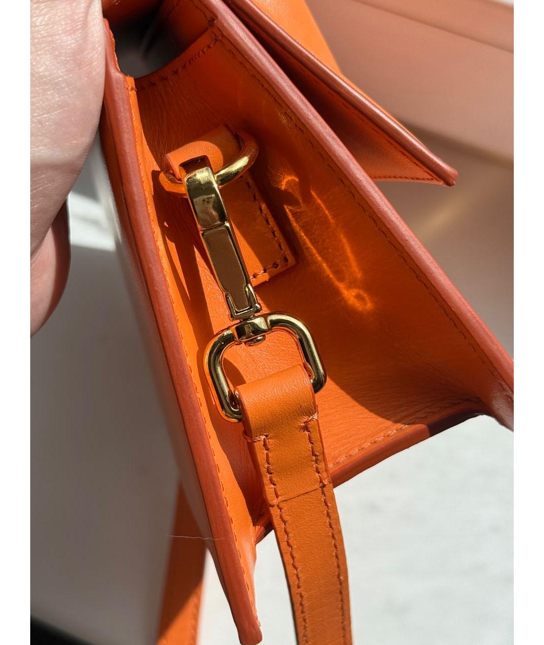JACQUEMUS Оранжевая кожаная сумка через плечо, фото 5