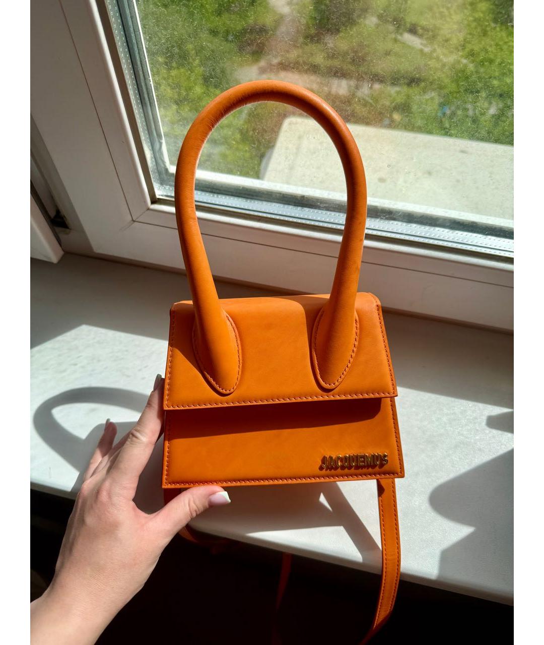 JACQUEMUS Оранжевая кожаная сумка через плечо, фото 9