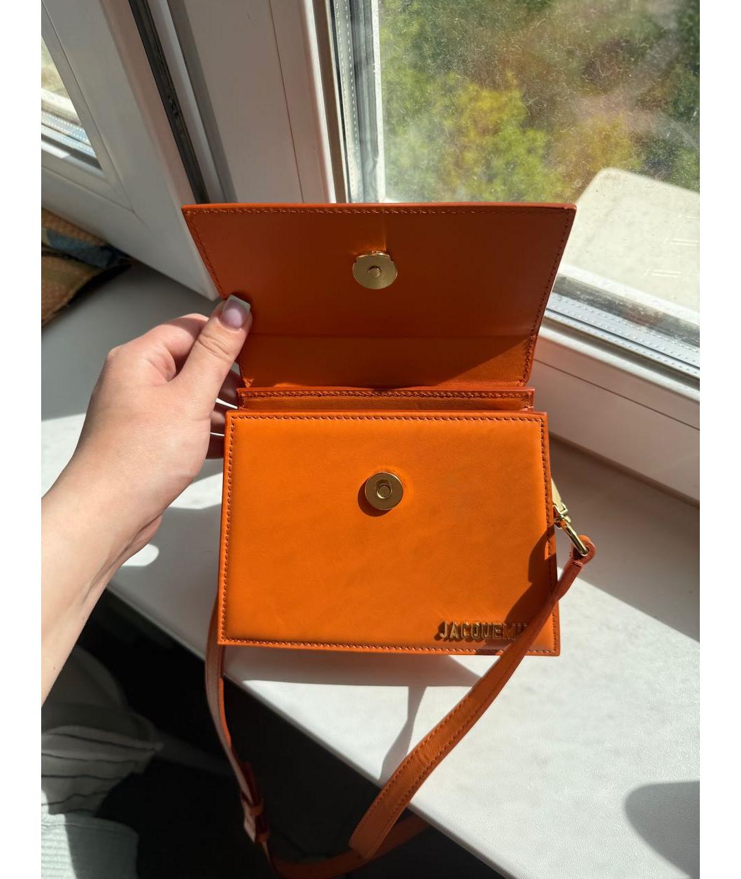 JACQUEMUS Оранжевая кожаная сумка через плечо, фото 2