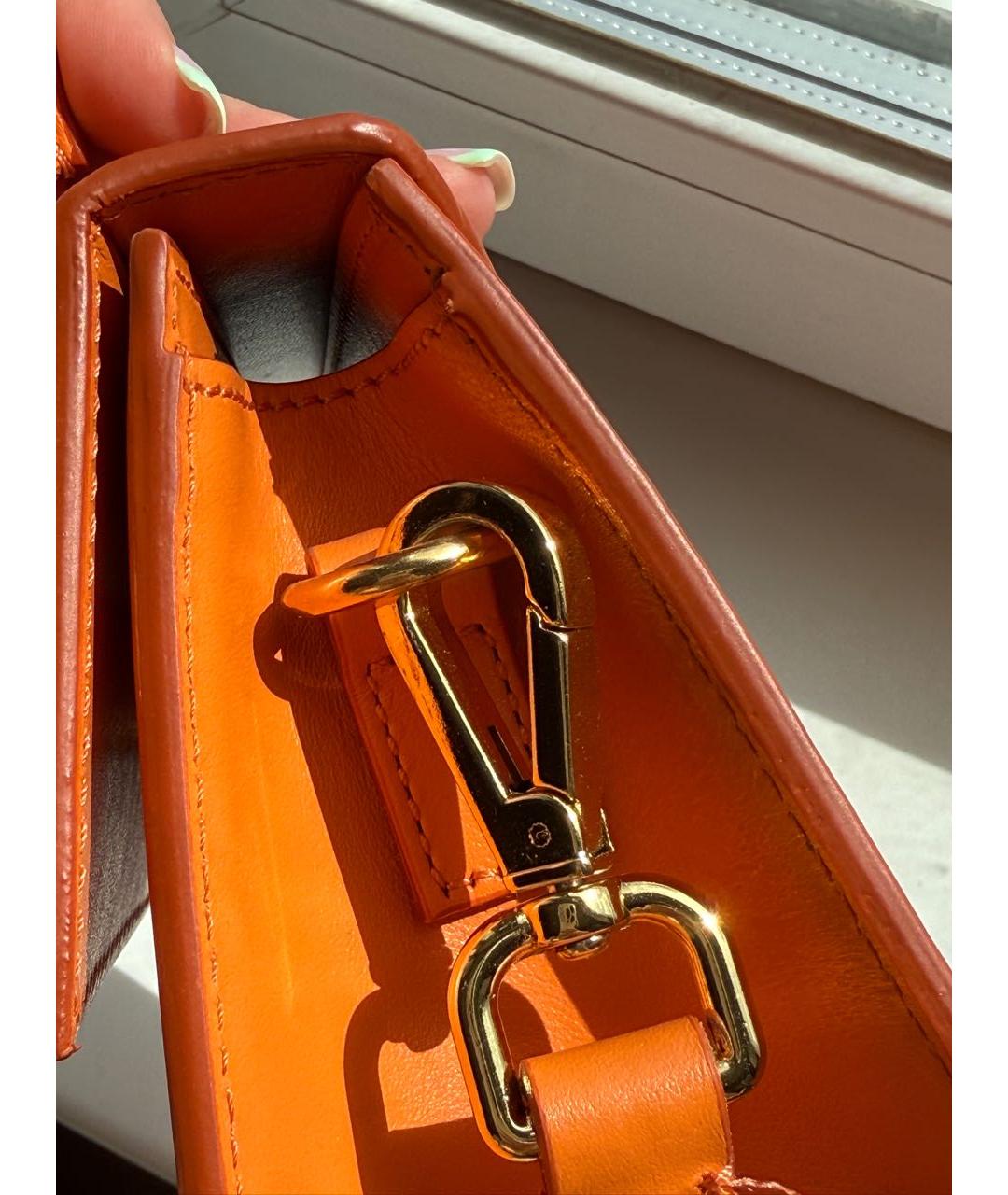 JACQUEMUS Оранжевая кожаная сумка через плечо, фото 6