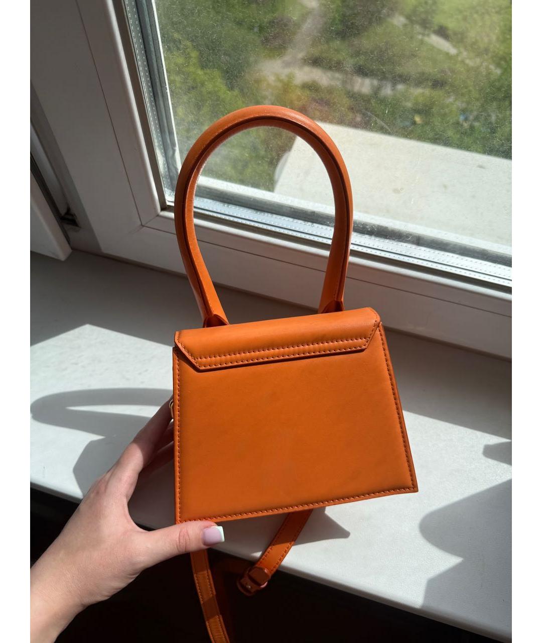 JACQUEMUS Оранжевая кожаная сумка через плечо, фото 3